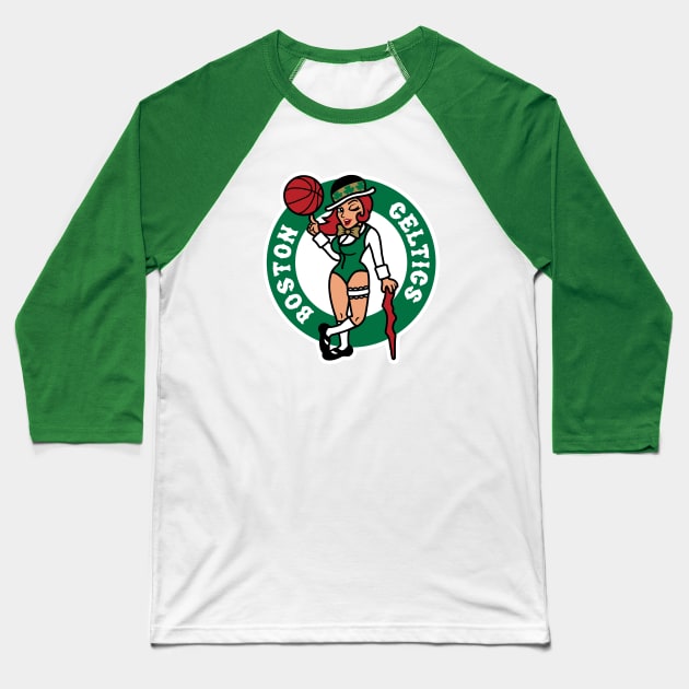 Boston Lady Celtics Baseball T-Shirt by Carl Cordes